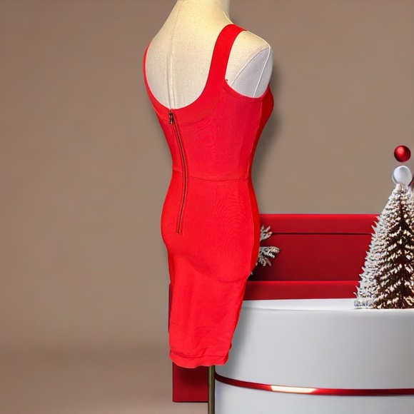 BCBGMaxAzria Bright Red Sleeveless Bandage / Bodycon Style Mini Dress Size XS - Picture 9 of 12